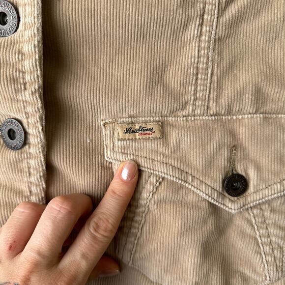 Levi's Corduroy Jacket Women's Size Large Beige Western Cowboy Buttons Down 5478 - Picture 4 of 11